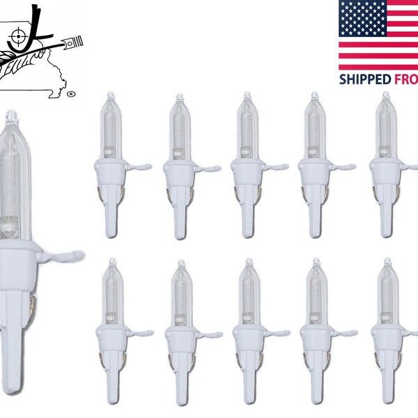 10 Clear WHITE L1 Base, LED Mini Christmas Tree Lights, Replacement Bulbs 3.4 V Volt .068 W Watt. JL Missouri Parts & Misc.