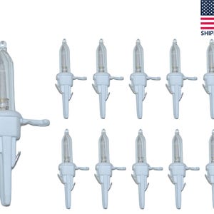 10 Clear WHITE L1 Base, LED Mini Christmas Tree Lights, Replacement Bulbs 3.4 V Volt .068 W Watt. JL Missouri Parts & Misc.