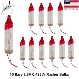 10 BARE Mini Bulb Flashers Christmas Tree Lights Replacement Bulbs 2.5 V .425W, Commonly Used On 50,100 & 150 Light Strings