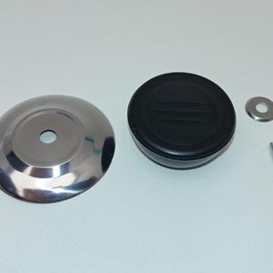 2 Replacement Cooking Pot Lid Knobs Black Plastic & Stainless Steel 5.2cm Diameter Knob