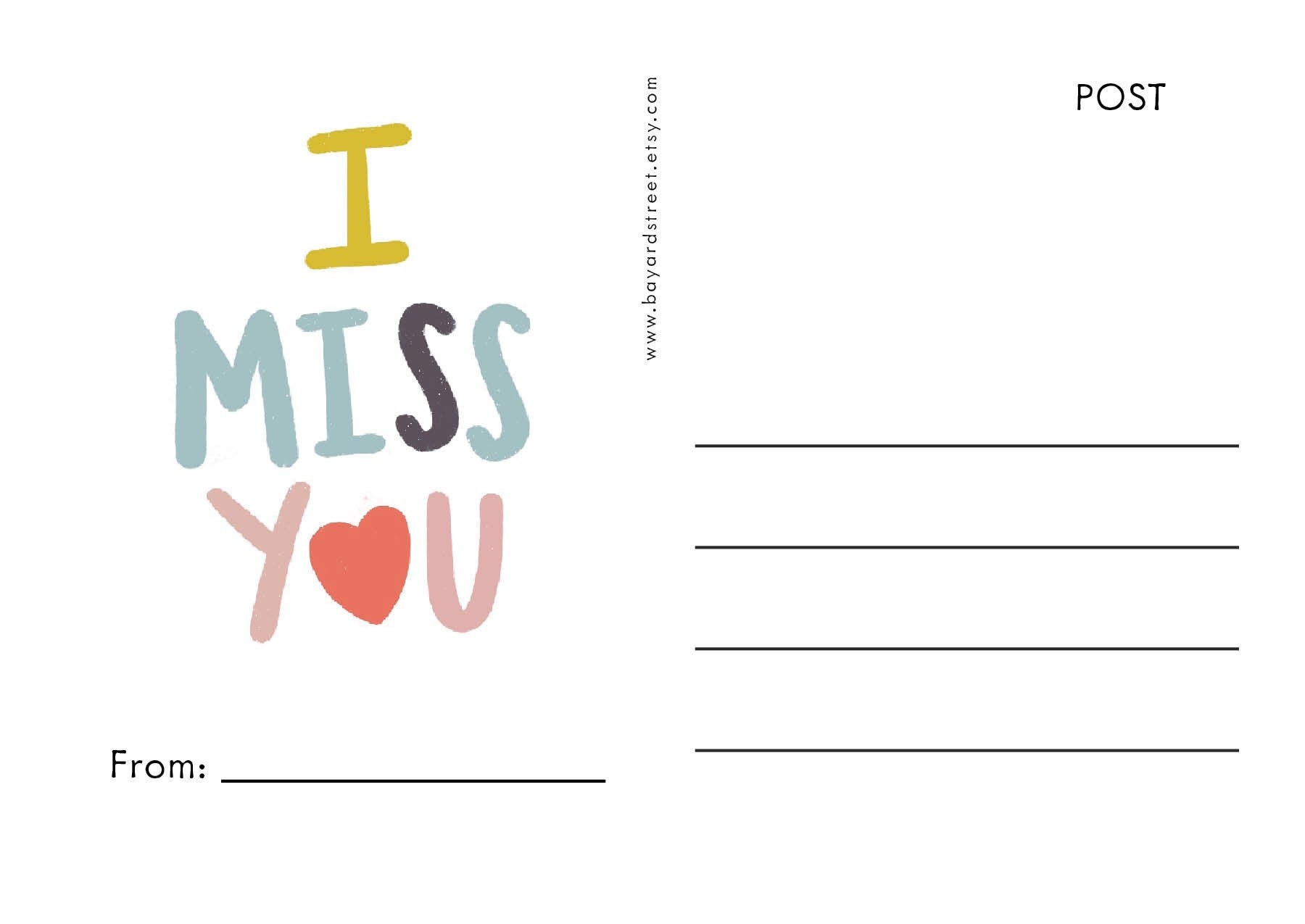 Printable Postcards DIGITAL DOWNLOAD 2 designs Lined &amp; | Etsy