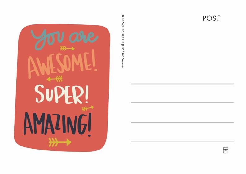Printable Postcards DIGITAL DOWNLOAD 2 Designs Lined & - Etsy