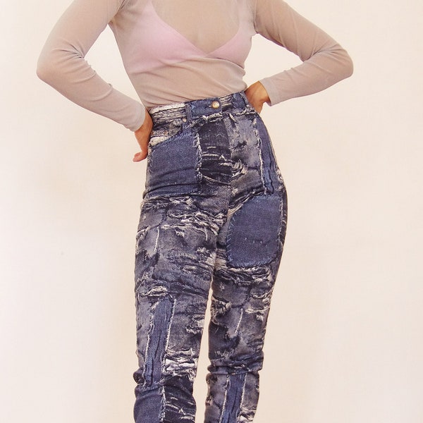 90's //Pantalon imprimé denim Cottonade vintage