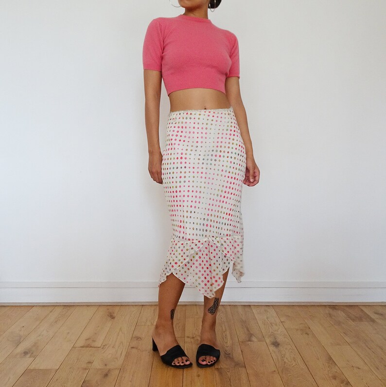 Vintage asymmetric asymmetric polka dot skirt 00s