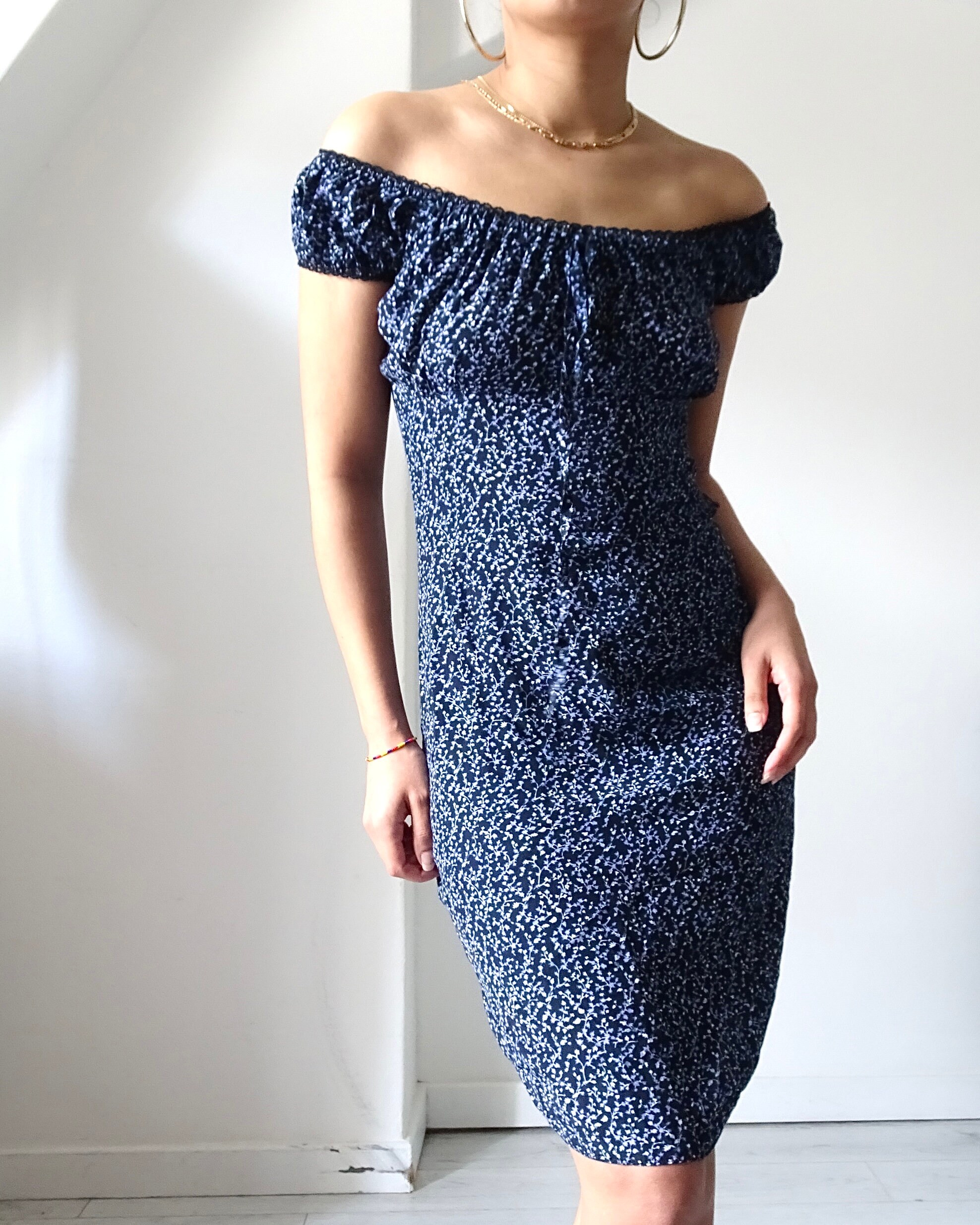 navy blue summer dress Summer Navy Blue Midi Dress with Polka Dot – FancyVestido