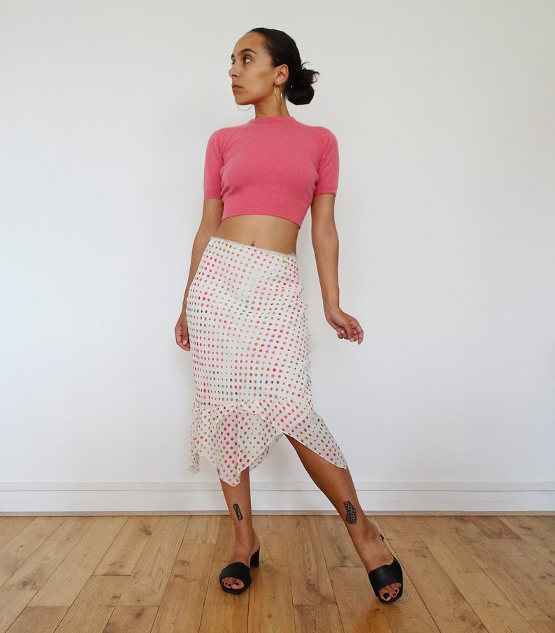 Vintage asymmetric asymmetric polka dot skirt 00s