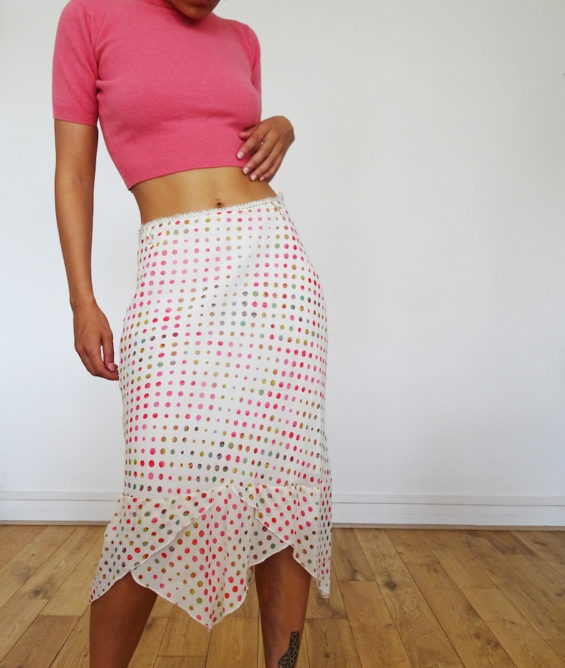 Vintage asymmetric asymmetric polka dot skirt 00s