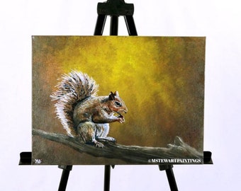 Original Squirrel Acrylic Painting on Canvas - "Nuts about nature"
