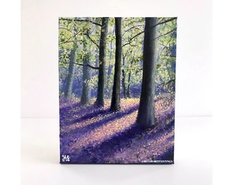 Original Forest Acrylic Painting on Canvas: Woods Landscape Wall Art (8x10 Inch)