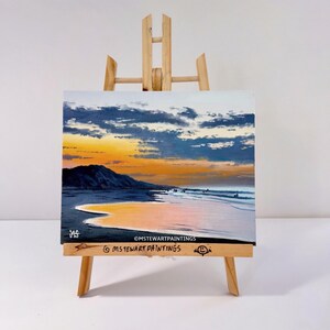 Sunset beach oil painting, landscape painting, fine art, original painting, wall art, seascape, sunset beach painting, ocean wave painting