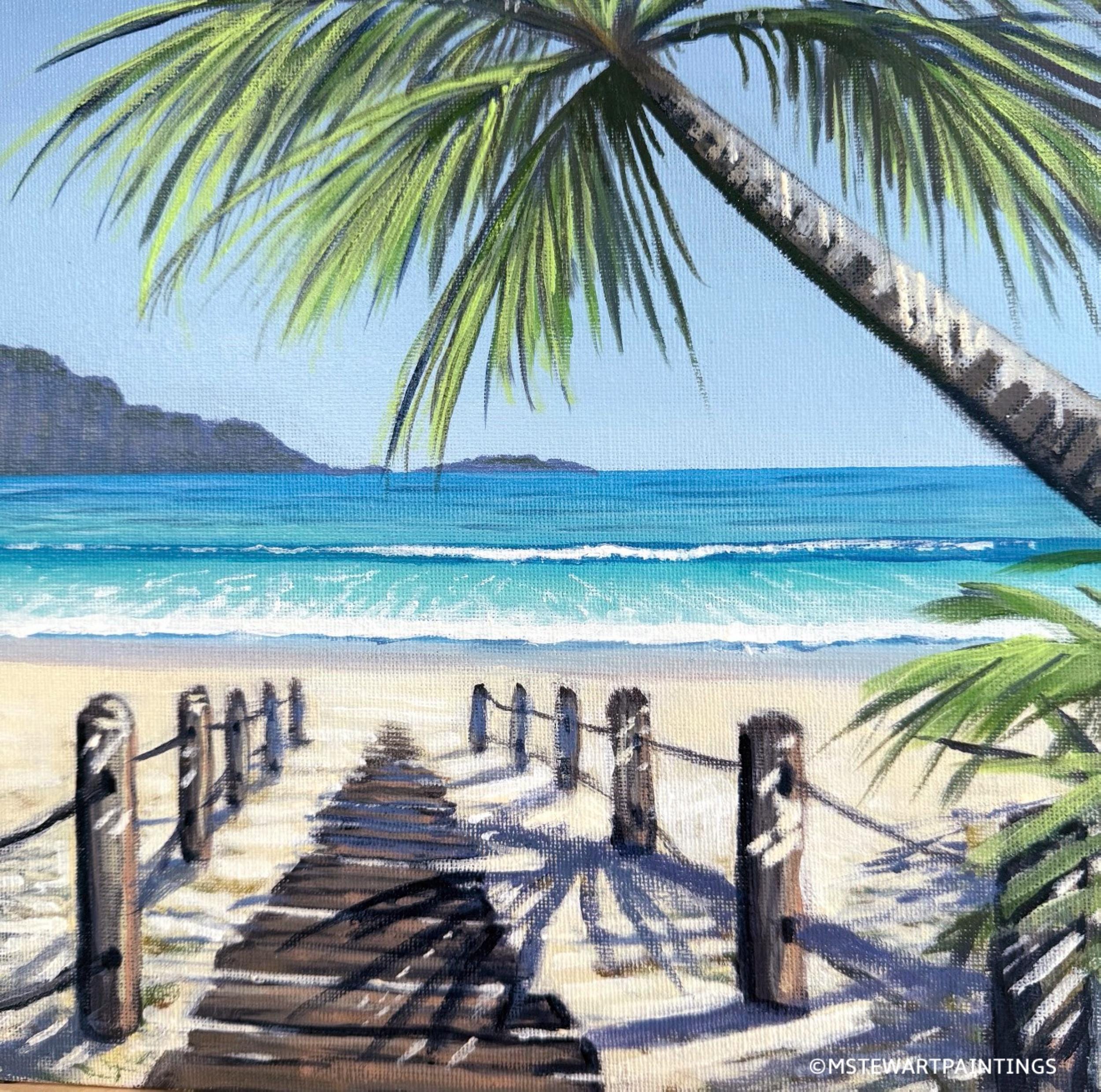 Tropical Beach Acrylic Painting: Palm Tree Seascape Wall Art - Etsy