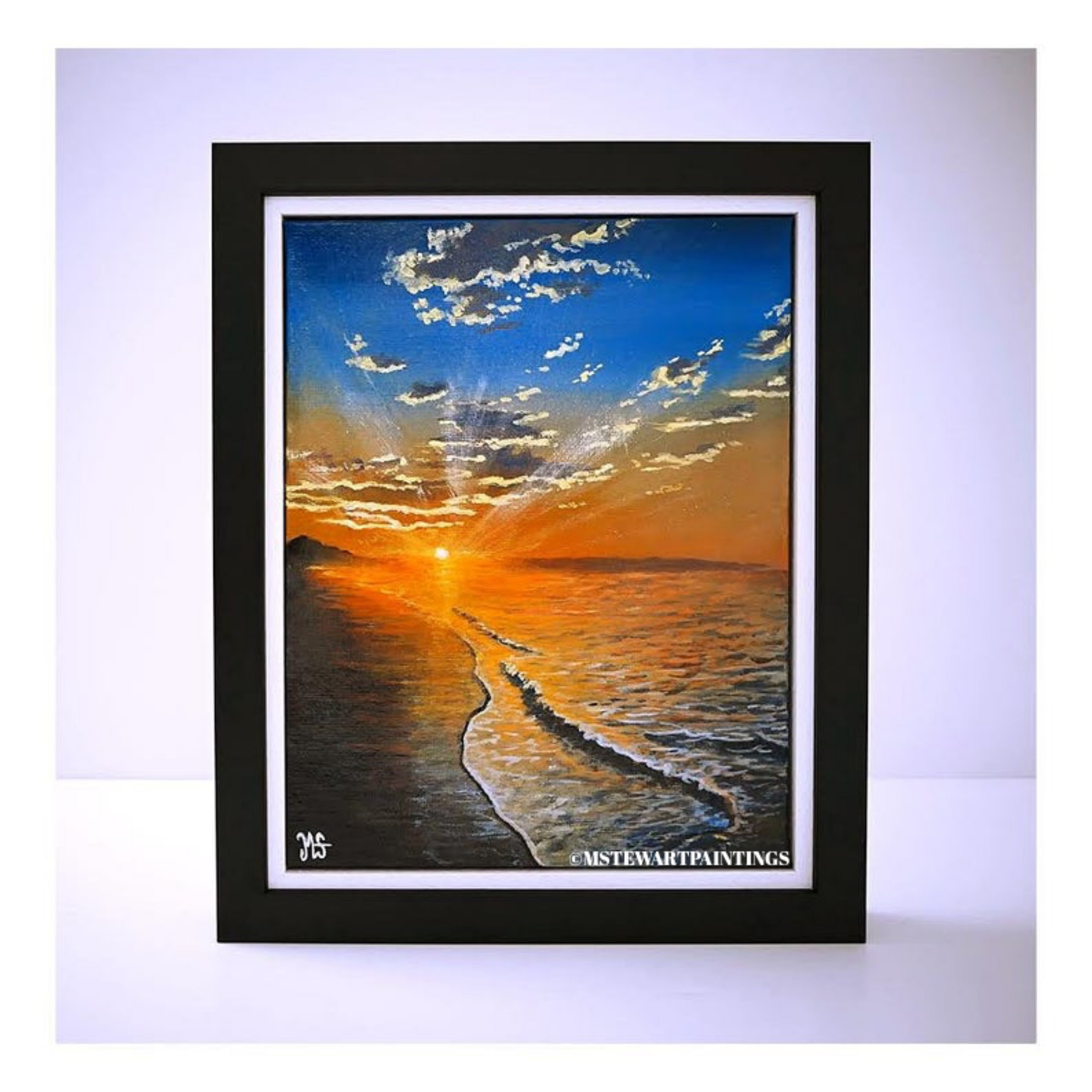Sunset painting, seascape Paintings on canvas , ocean, beach, waves, original acrylic painting on canvas, sea wall art, framed painting