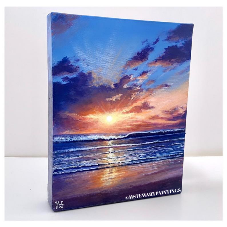 Original Sunset Seascape Painting: Acrylic Ocean Waves on Canvas - Etsy