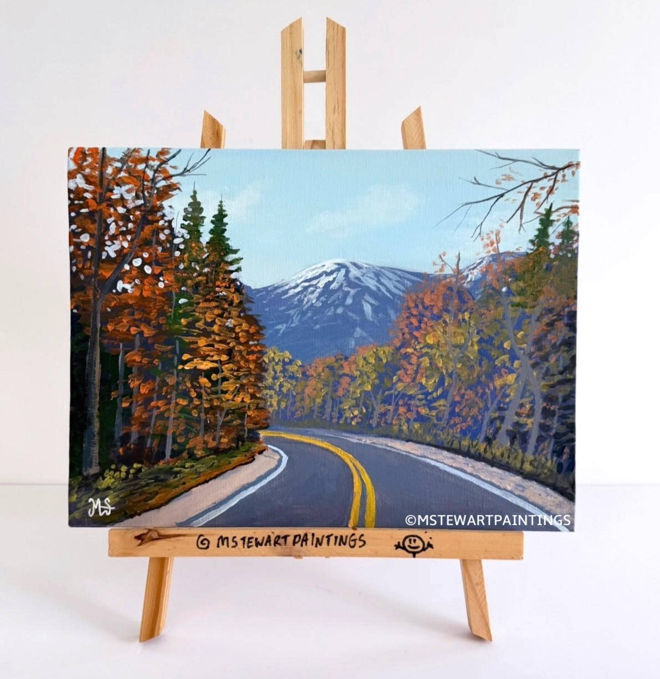 Mountain Road Acrylic Painting on Canvas: Forest Landscape Art - Etsy
