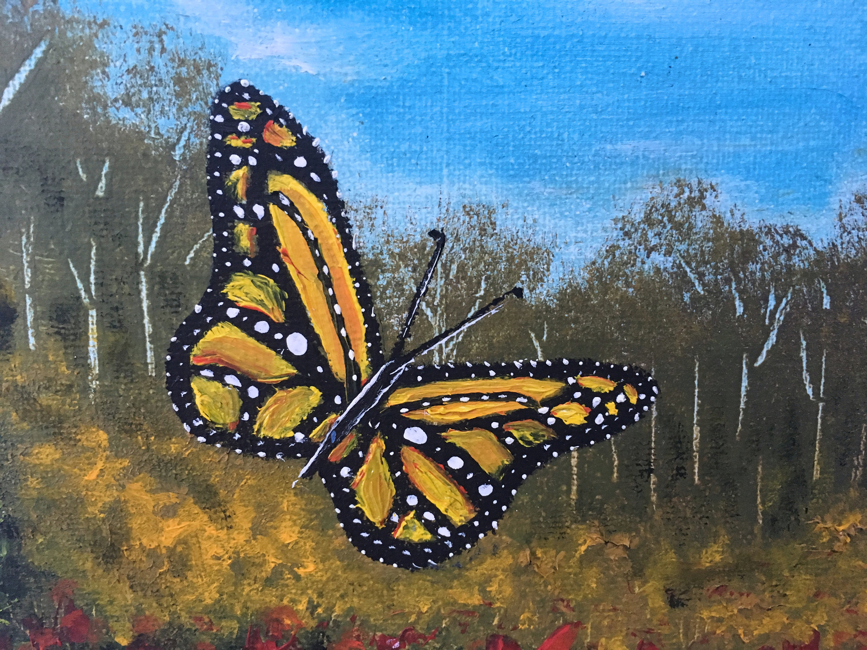 Butterfly Paintings, Original Oil Painting on Canvas, Small Painting