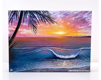 Landscape paintings, original acrylic painting on canvas, beach, sunset, seascape, wall art, home decor, “Simple Man” by Murray Stewart