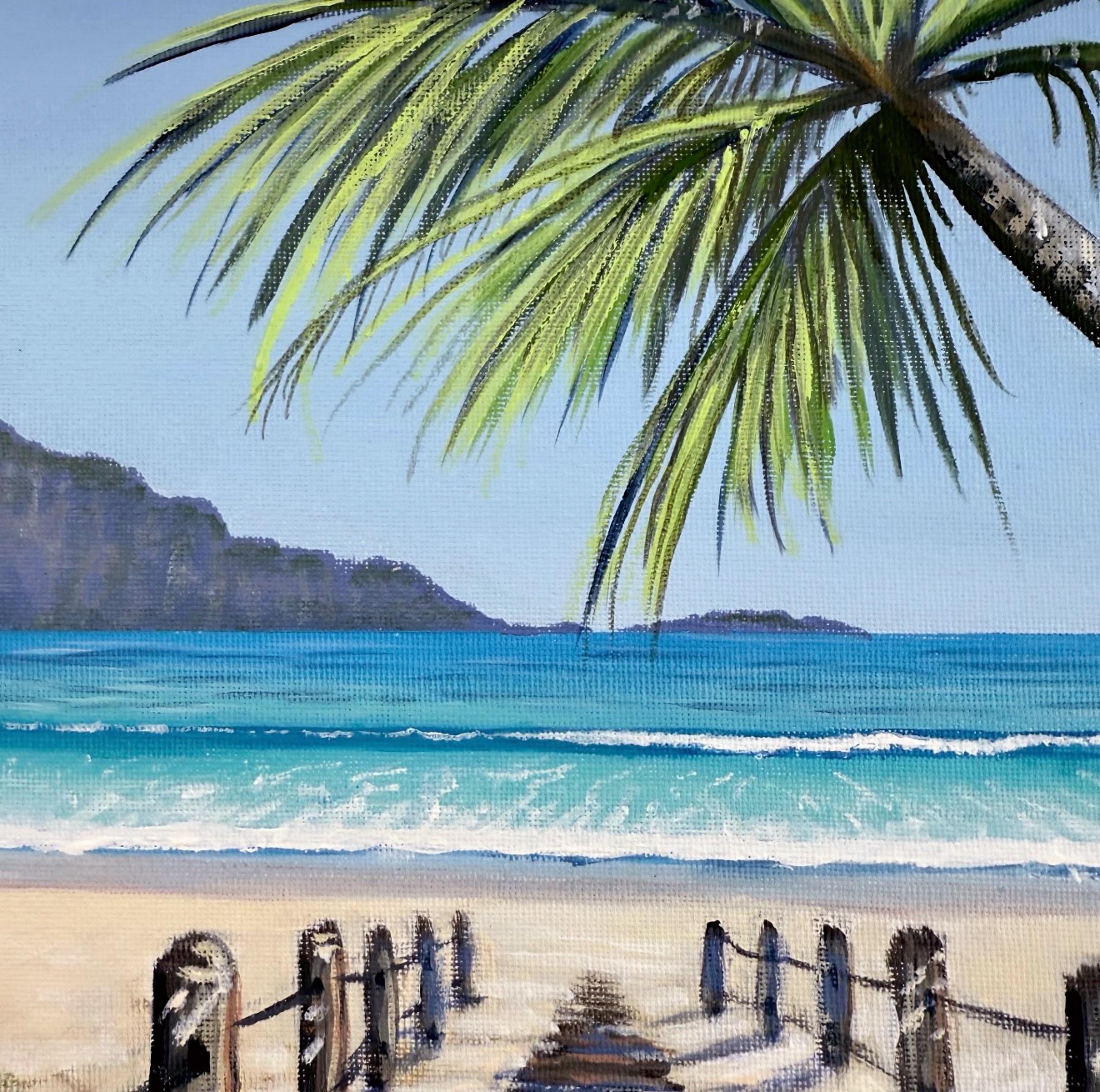 Tropical Beach Acrylic Painting: Palm Tree Seascape Wall Art - Etsy