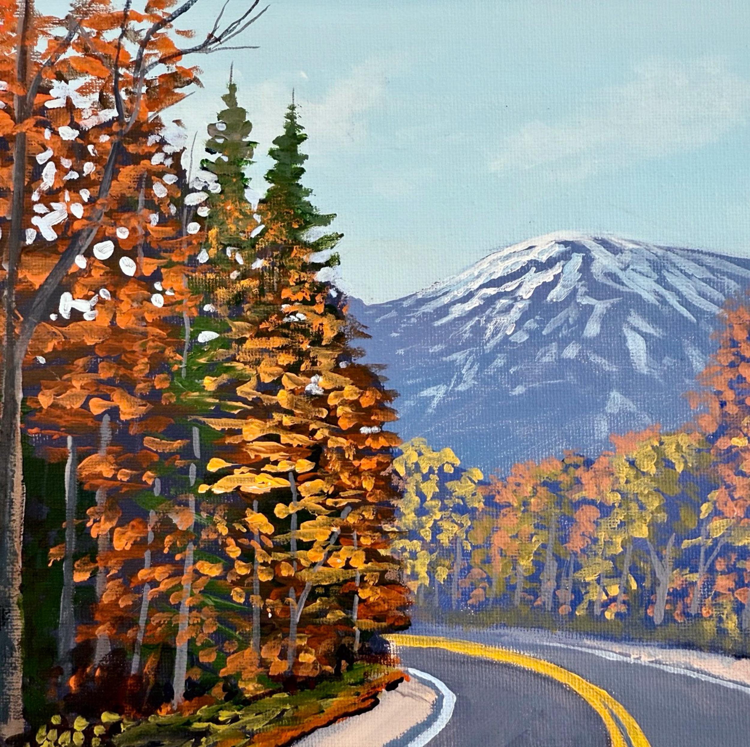 Mountain Road Acrylic Painting on Canvas: Forest Landscape Art - Etsy