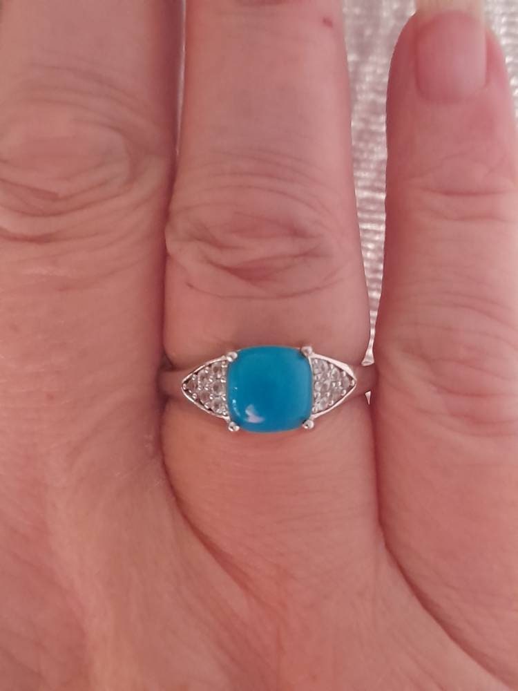 Anello In Argento 925 Con Turchese Bella Addormentata – Ovale 10ct, Fatto A Mano India, SD-182