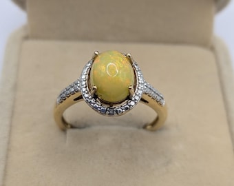 Sterling Silver Opal Solitaire Ring