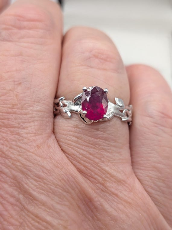 Sterling Silver Ruby Solitaire Ring - image 5