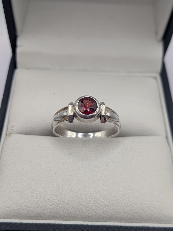 Sterling Silver Garnet Stacking Ring - image 1