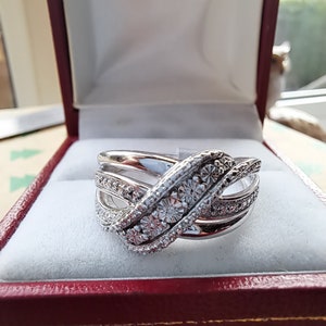 Stylish Sterling Silver Diamond Set Ring 