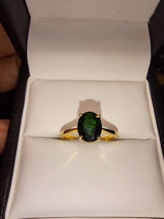 Sterling Silver Vermeil Chrome Diopside Solitaire Ring - Etsy