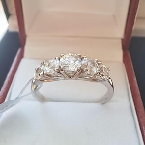 Sterling Silver Natural White Zircon Eternity Ring