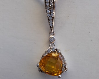 Sterling Silver Citrine Pendant with chain