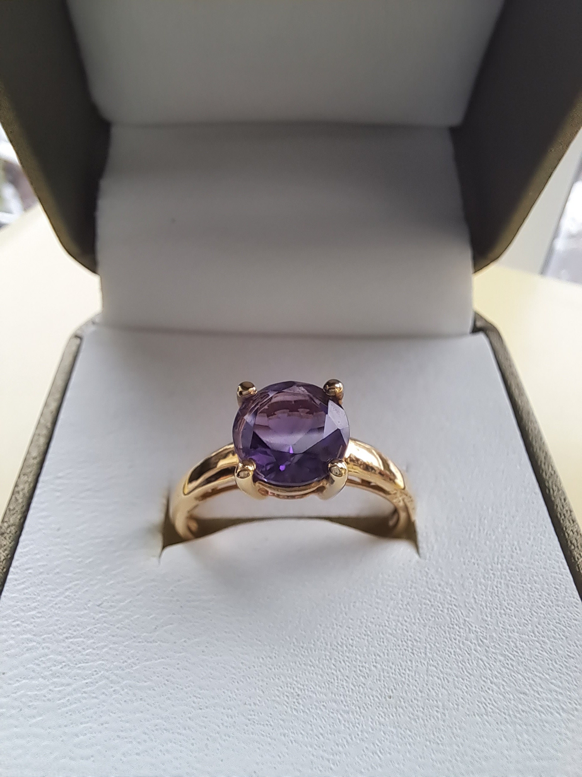 Sterling Silver Vermeil Amethyst Solitaire Ring - Etsy