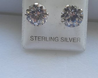 8mm Sterling Silver CZ Stud earrings