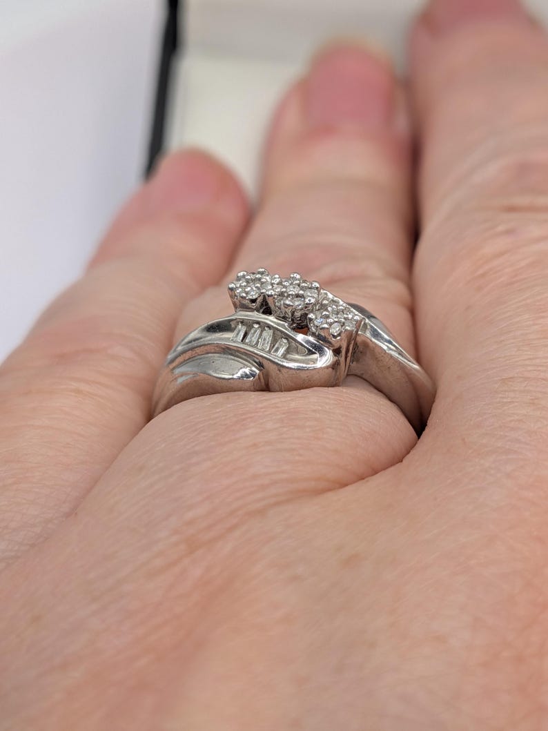 Sterling Silver Natural Diamond Cluster Ring image 8