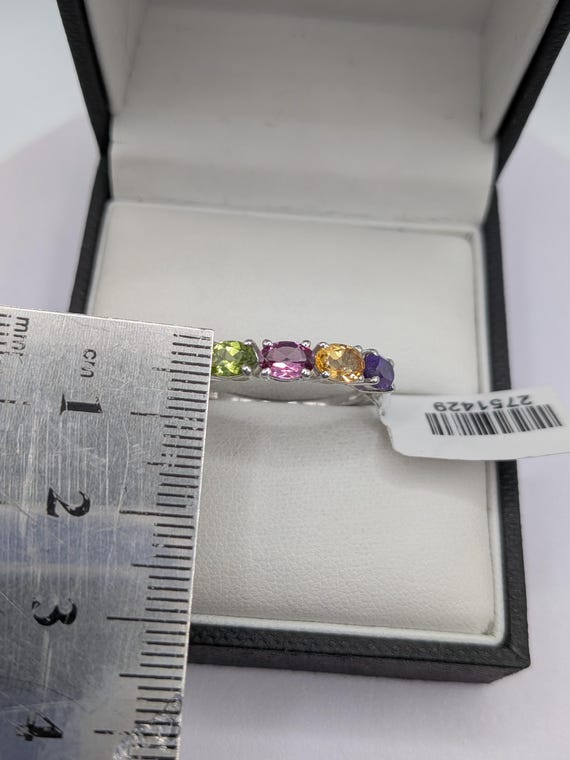 Sterling Silver Multi Gem Eternity Stacking Ring - image 4