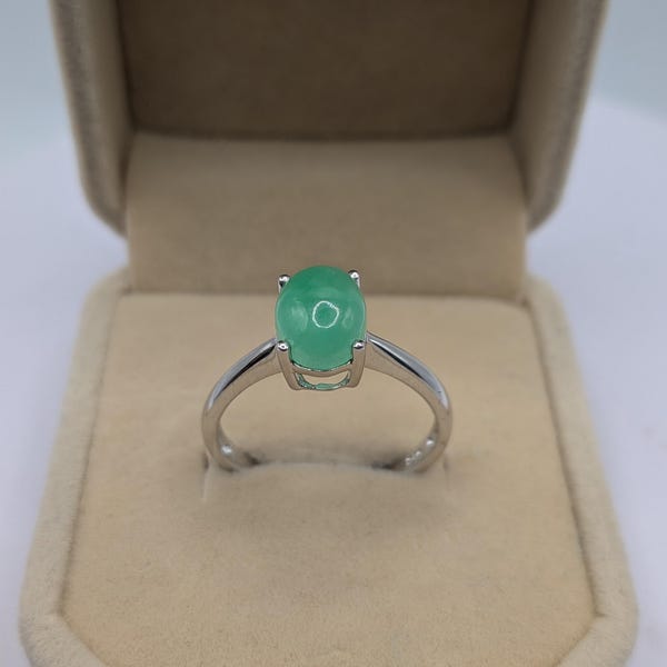 Sterling Silver Jade Solitaire Ring