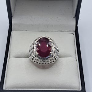 Vintage Sterling Silver Ruby Dress Ring