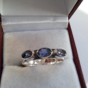 Vintage Sterling Silver Iolite Trilogy Ring