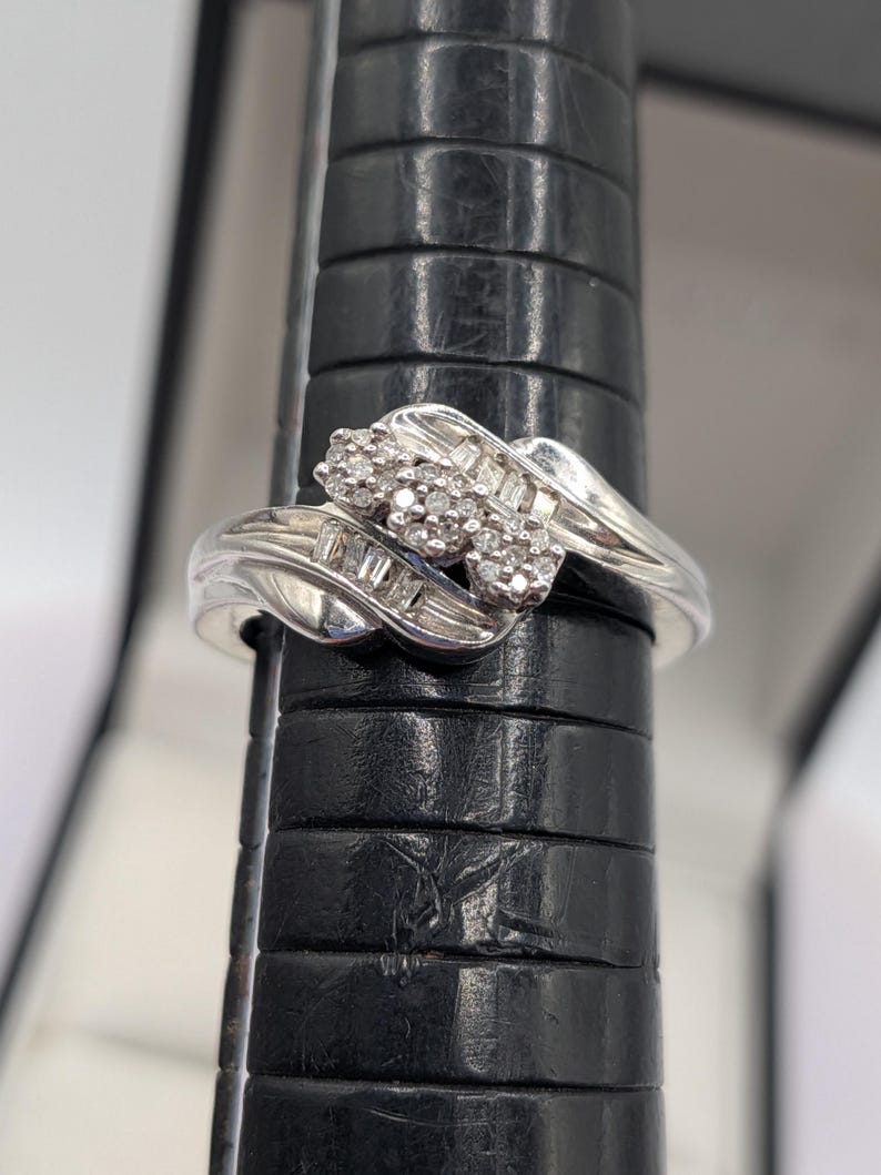 Sterling Silver Natural Diamond Cluster Ring image 11