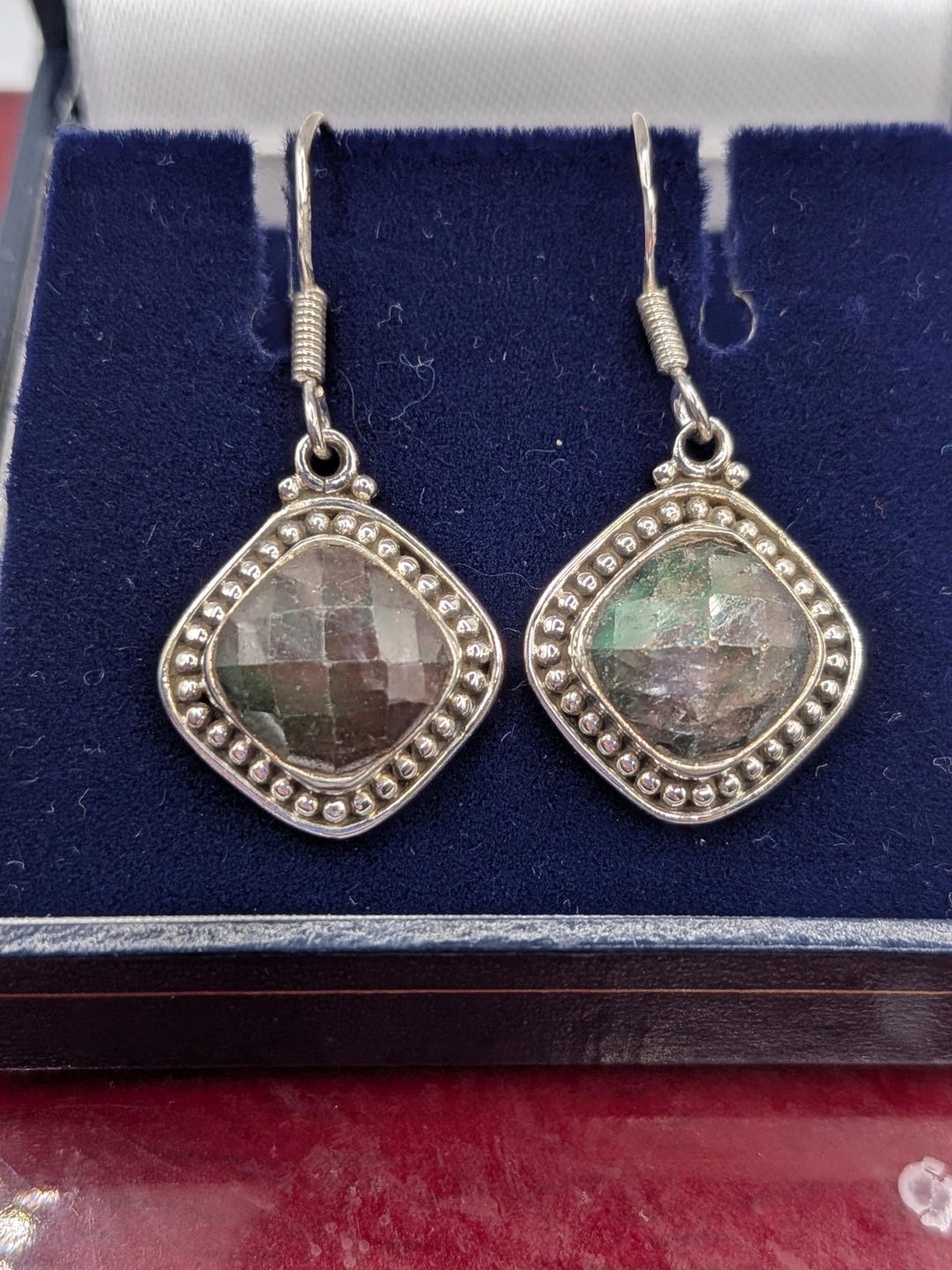 Sterling Silver Ruby Zoisite Drop Earrings - Etsy