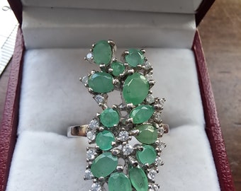 Sterling Silver Emerald Cluster Ring