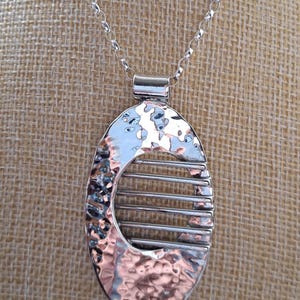 Vintage Hallmarked Sterling Silver Modernist Pendant with Chain