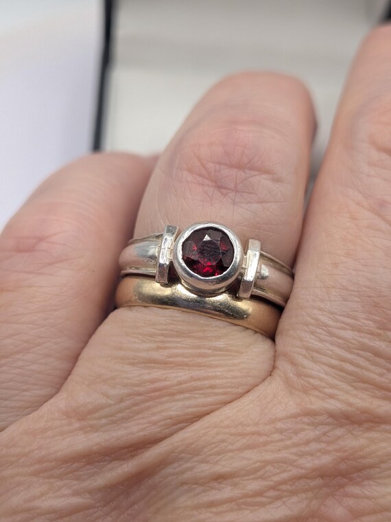 Sterling Silver Garnet Stacking Ring - image 6