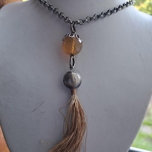 Art Deco Glass Flapper Tassel Necklace