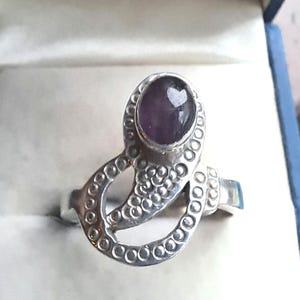Vintage sterlingzilveren amethist slangenring