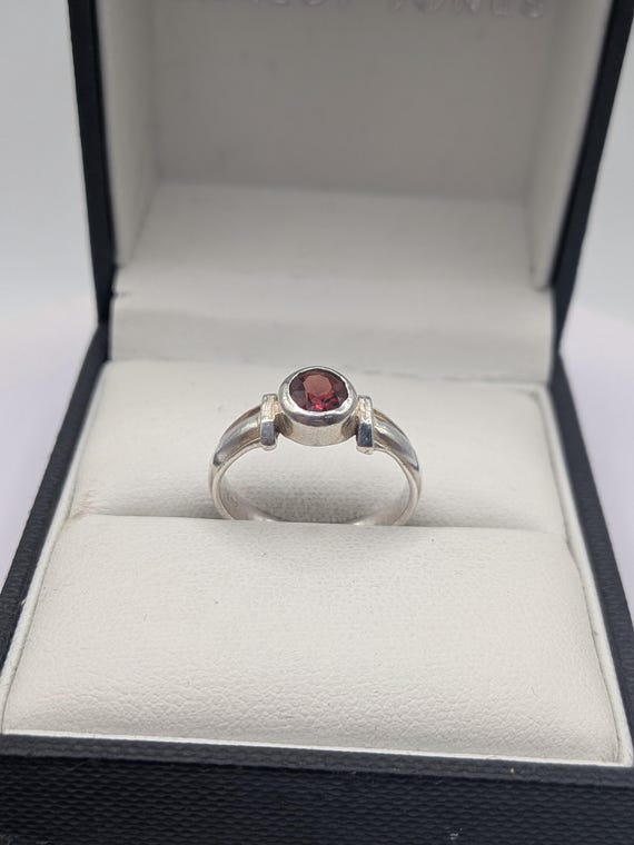 Sterling Silver Garnet Stacking Ring - image 2