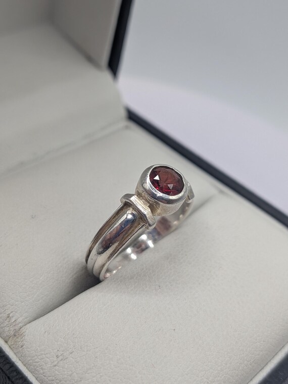 Sterling Silver Garnet Stacking Ring - image 4