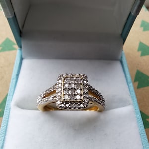 Sterling Silver Vermeil Diamond Cluster Ring