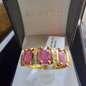 Bague d&#39;éternité en argent sterling vermeil et rubis