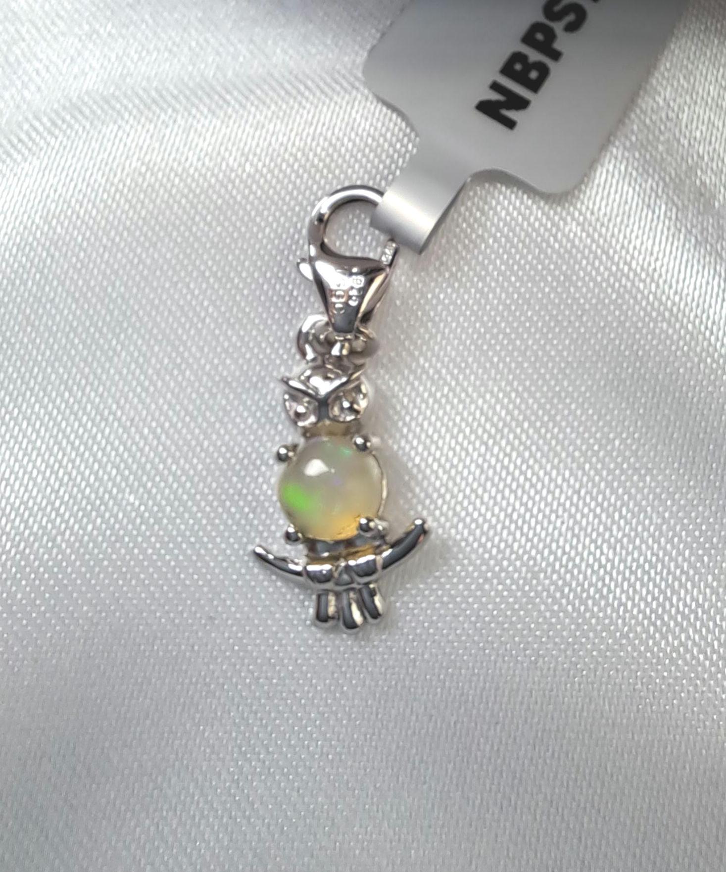 Milano Sterling Silver Opal Owl Charm