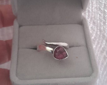 Vintage Sterling Silver Amethyst Bypass Snake Ring